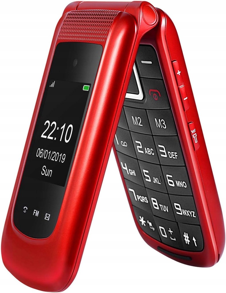 Telefon Uleway Dual-SIM 2G 2,4'' czerwony dla seniora BRAK POLSKIEGO!!!