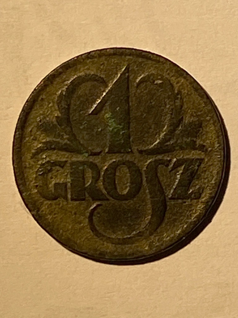 1 grosz, II RP, 1939 rok, brąz patyna