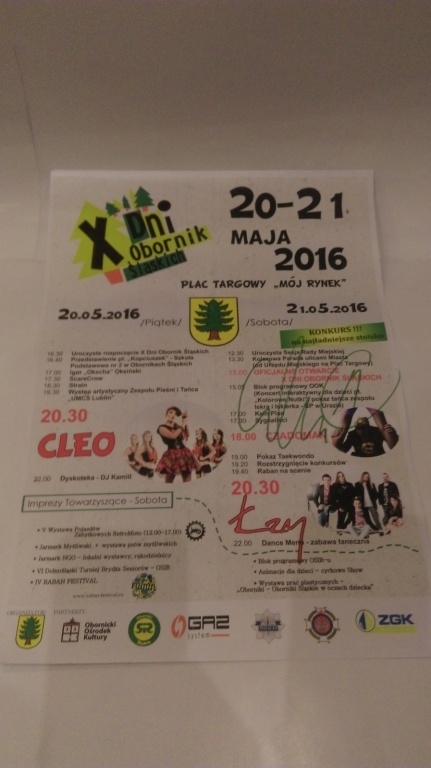 X dni Obornik Śląskich z autografem Cleo