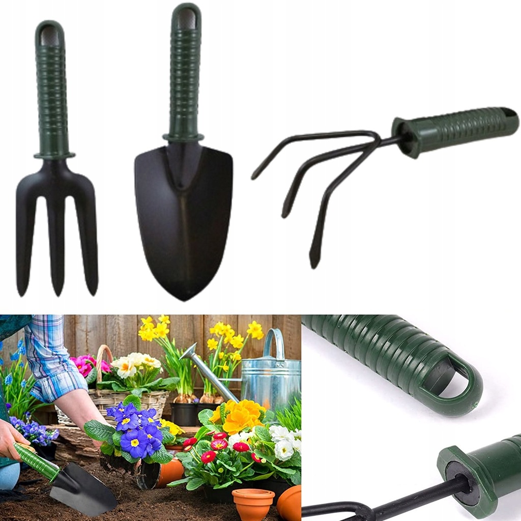 ZESTAW NARZĘDZI OGRODNICZYCH 3SZT ŁOPATKA GRABKI