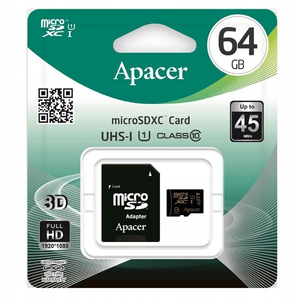 Apacer karta pamięci Secure Digital, 64GB, micro S