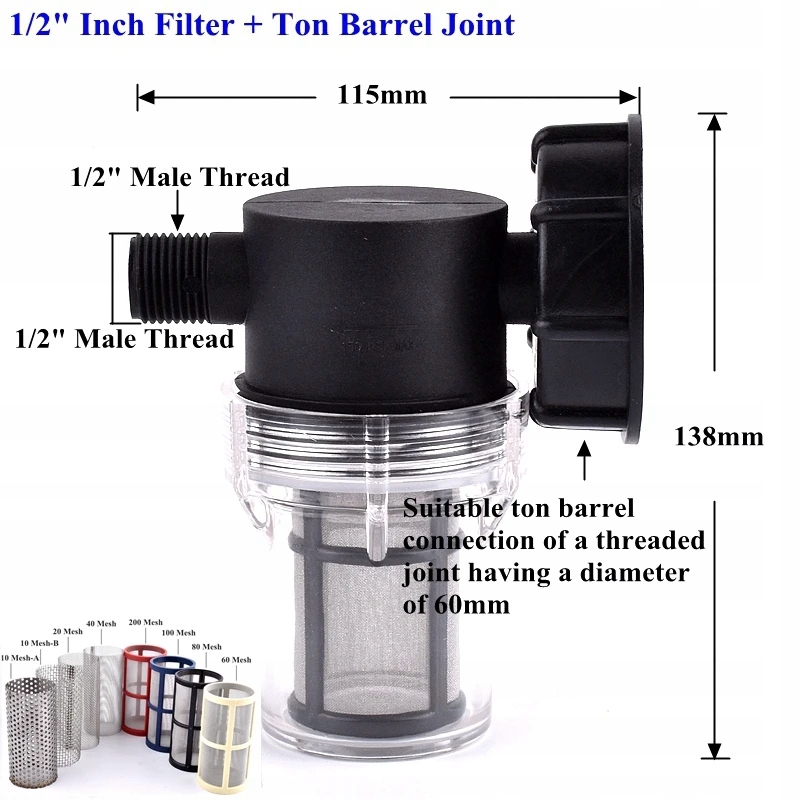 1/2 3/4 Inch Watering Irrigation Filter For IBC To
