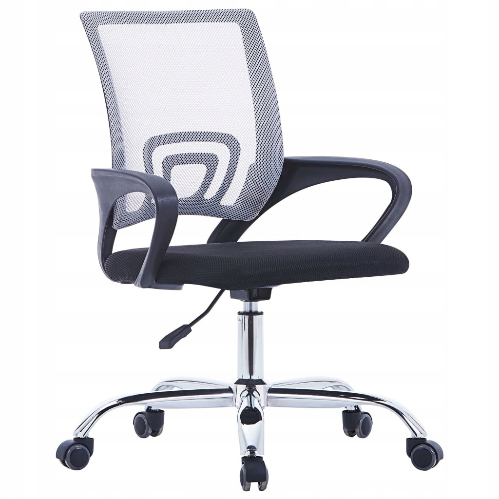 Krzesło biurowe z siatkowym oparciem, szare, tkani