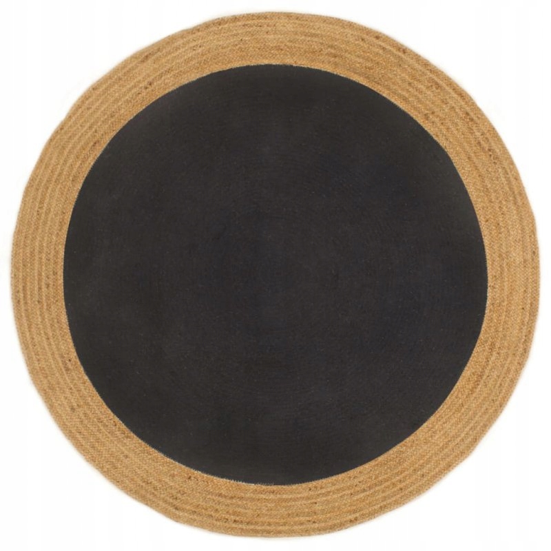 Pleciony dywan, czarno-naturalny, 90 cm, juta,