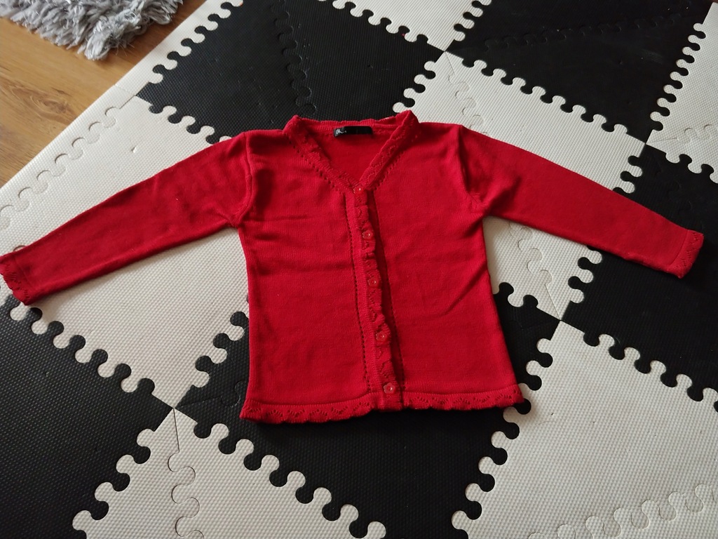 BHS sweterek czerwony bawełna 116cm 5-6l bdb