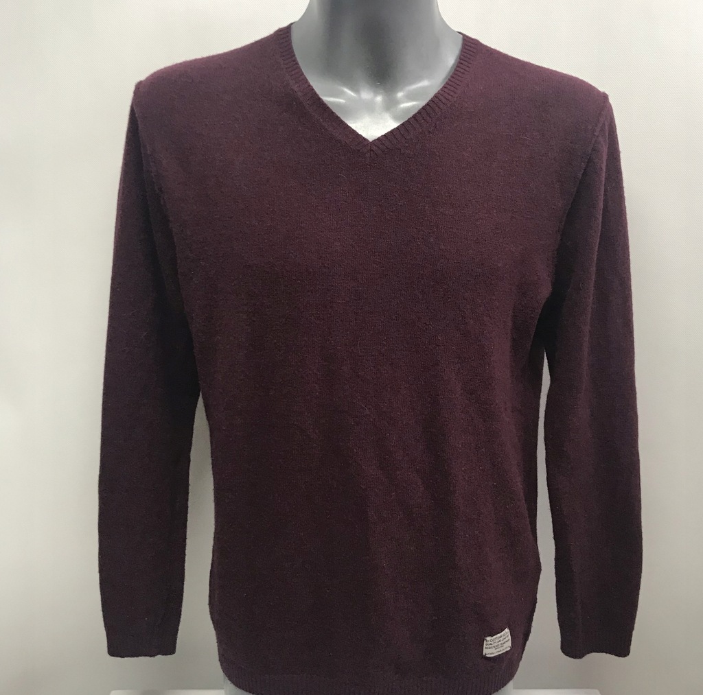 SWETER MĘSKI BORDO WEŁNA COTTONFIELD M/L