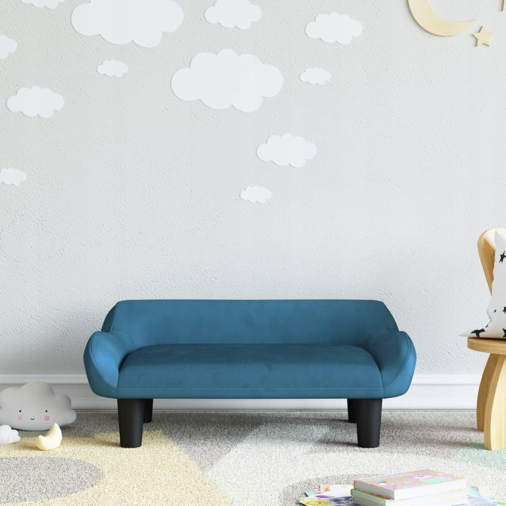 VidaXL Sofa dla dzieci, niebieska, 70x40x24 cm, aksamit