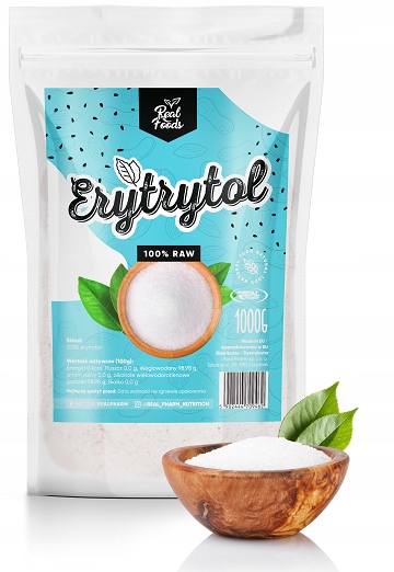 ERYTRYTOL cukier NATURALNY SŁODZIK 0 kcal Real Foods 500G