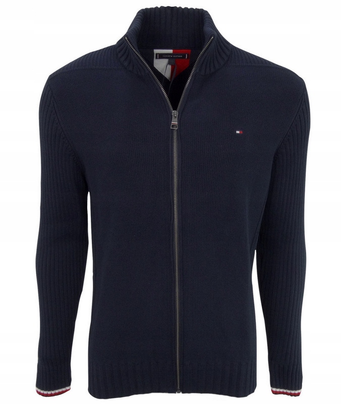 TOMMY HILFIGER sweter męski, granat, rozpinany S