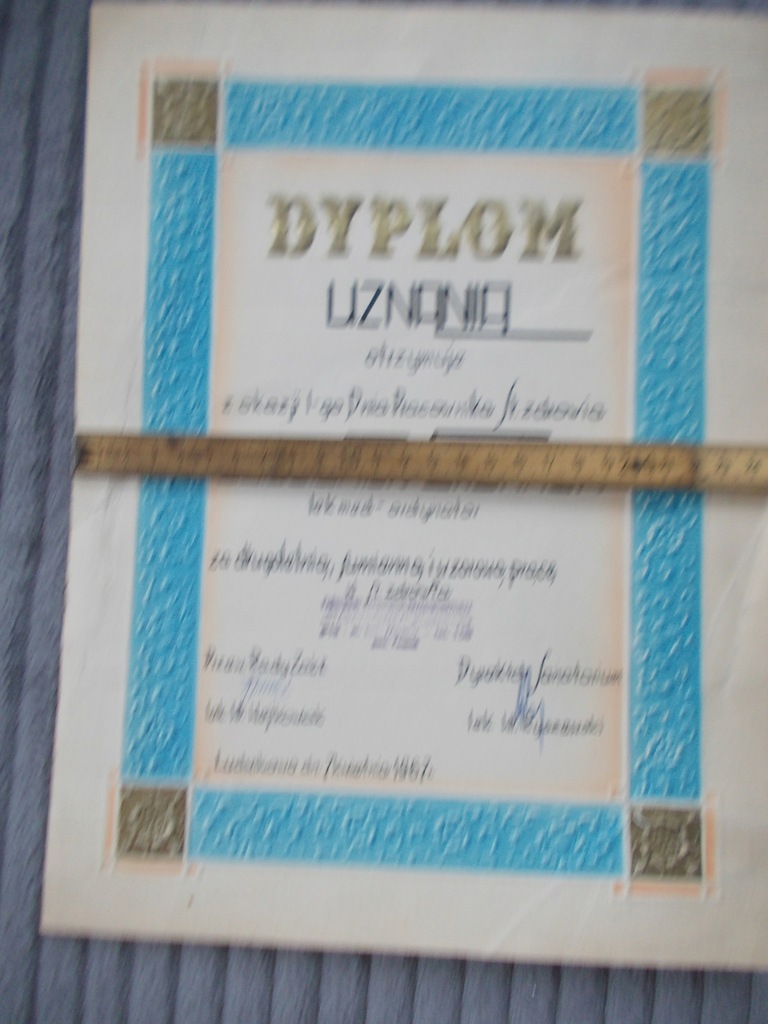 DYPLOM UZNANIA Ludwikowo k/Poznania 1967 r.