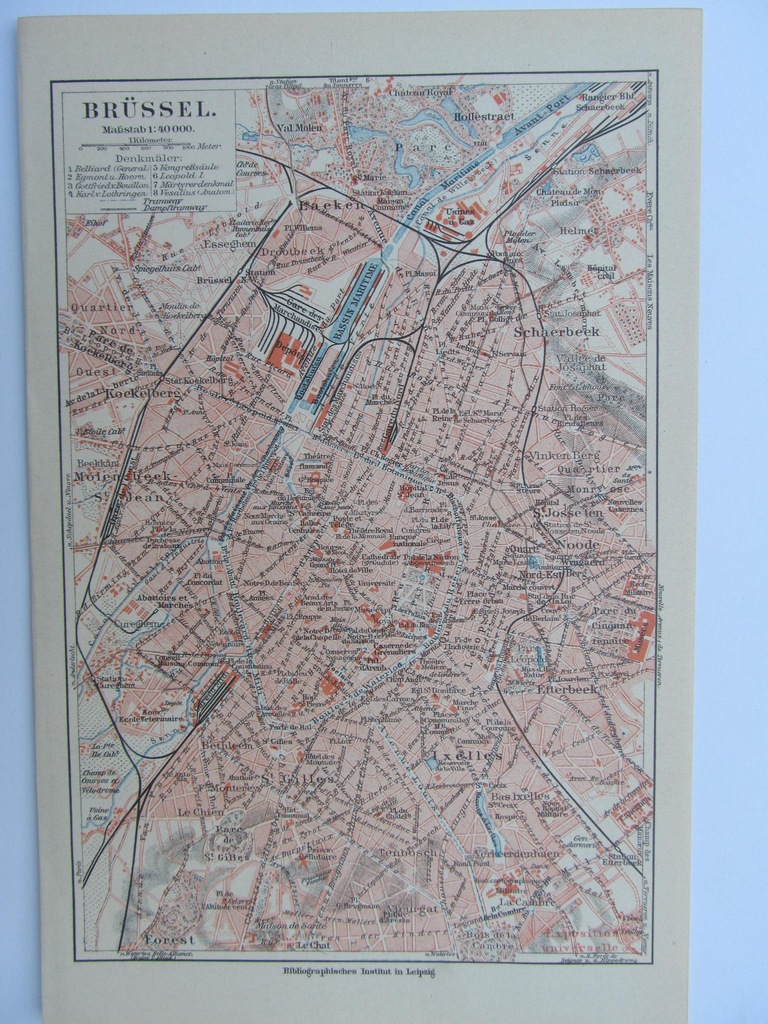 BELGIA BRUKSELA plan miasta 1908 r.