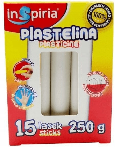 Plastelina biała 15 lasek 250g