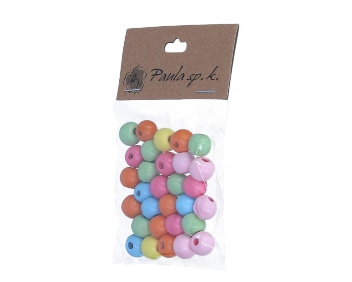 Perełki korale koraliki drewniane 13 mm 30 szt.