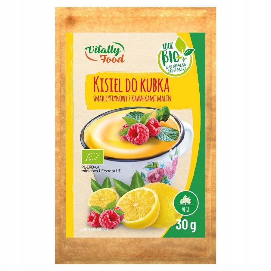 Kisiel do kubka cytrynowy z owocami Vitally Food BIO, 30g Vitally Food