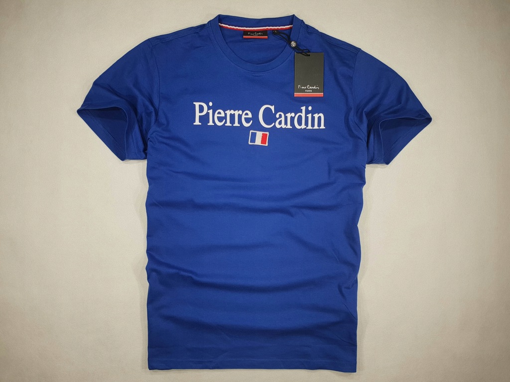 PIERRE CARDIN niebieski t-shirt logo flag NOWY XL