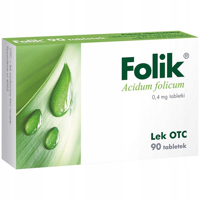 Folik 0,4mg kwas foliowy lek Acidum folicum 90x