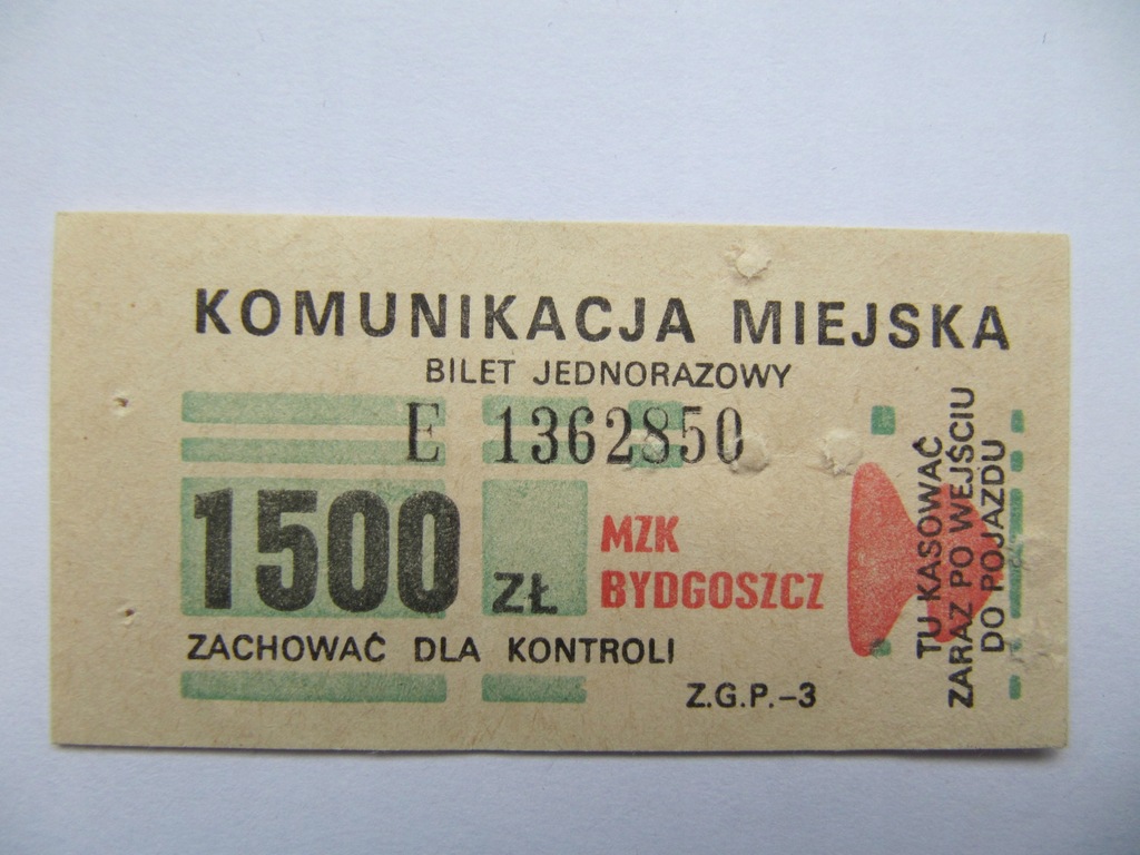 Stary bilet MZK BYDGOSZCZ