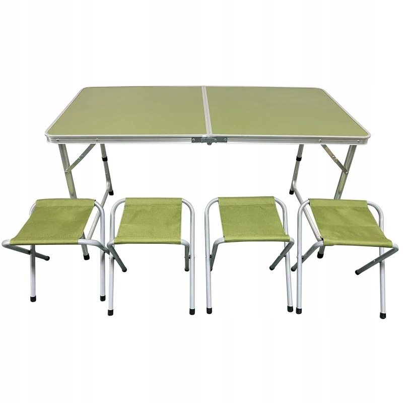 STOLIK TURYSTYCZNY SKŁADANY KEMPINGOWY 120X60X70/62/55CM + 4 KRZESŁA