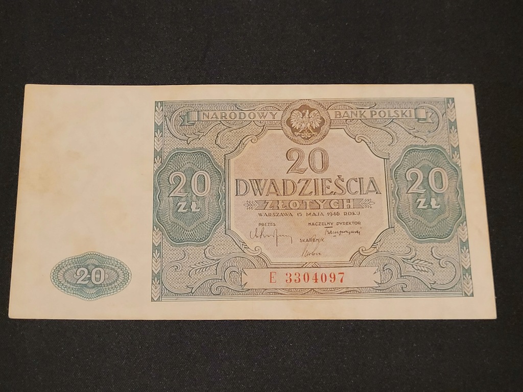 20 złotych 1946 Bardzo Ładny STAN RZADKI SAMOLOT