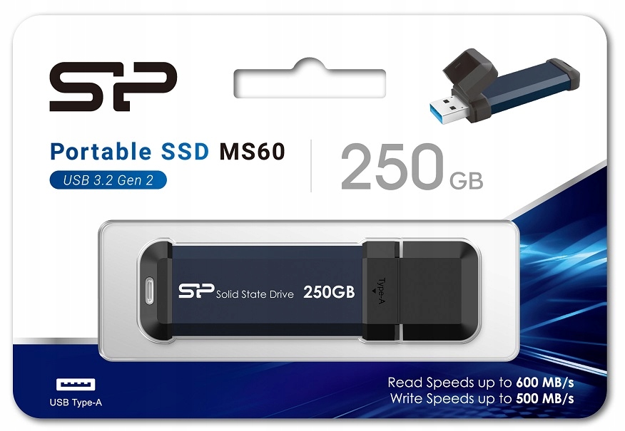 Dysk zew. SSD Silicon Power MS60 250GB USB-A 3.2 600/500 MB/s