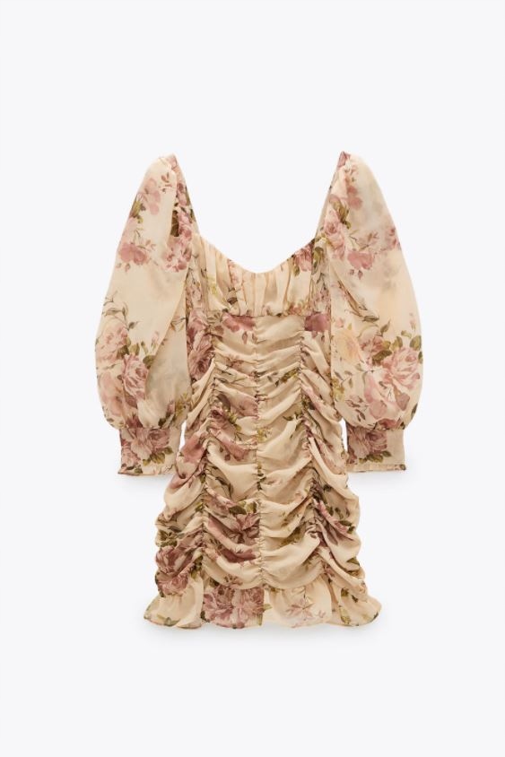 ZARA SUKIENKA MARSZCZONA MINI W KWIATY XS HAA