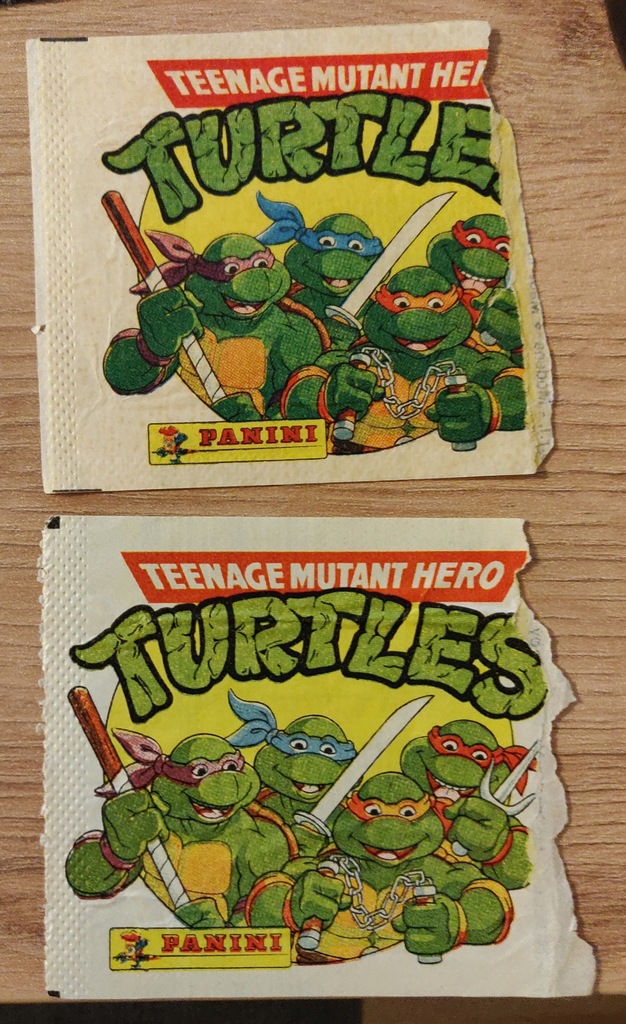 Opakowania z naklejek Turtles. Panini