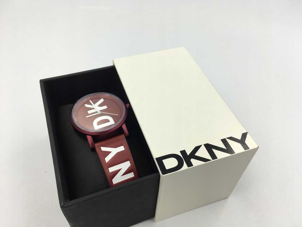 17 DKNY NY2774 zegarek bordowy logo pasek skóra