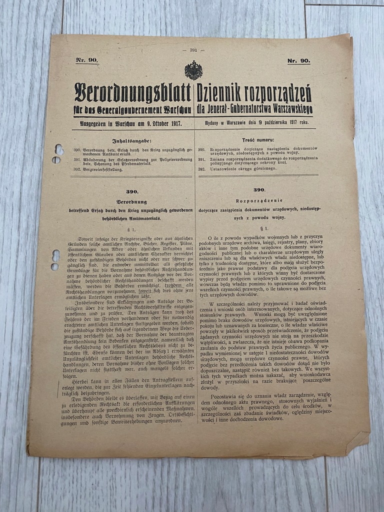 DZIENNIK ROZPORZĄDZEŃ DLA GUBER WARSZAWSKIEGO 1917