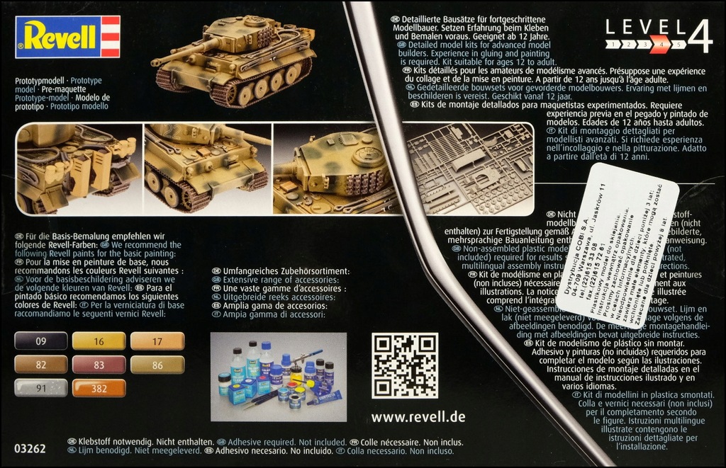 Купить Модель 1:72 Revell Tank Tiger Ausf. Ч (03262): отзывы, фото, характеристики в интерне-магазине Aredi.ru