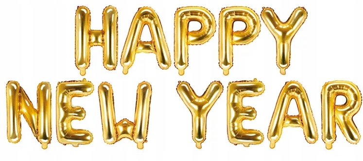 Balony napis HAPPY NEW YEAR złoty Sylwester 35cm