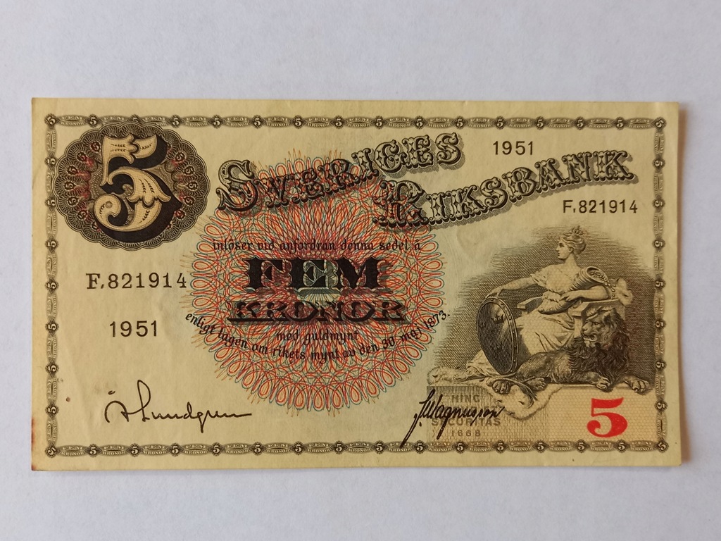 Szwecja, 5 Koron-1951r.