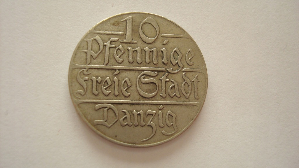 Moneta 10 fenigów Gdańsk 1923 WMG stan 3