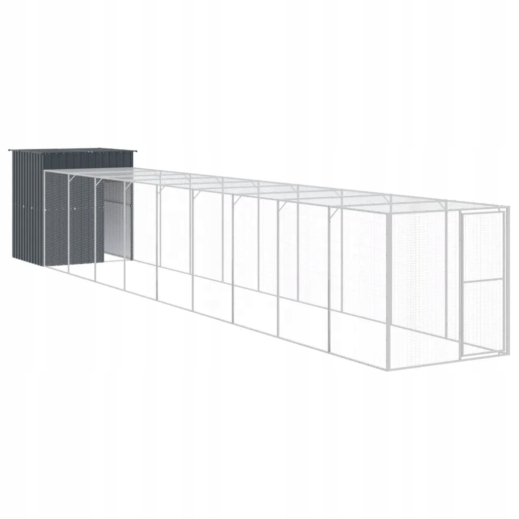 Kurnik z wybiegiem, antracytowy, 165x1067x181 cm,