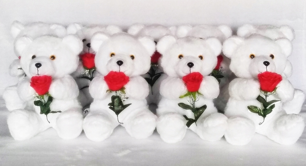 Купить Белый мишка с розой, подарок девочке.: отзывы, фото, характеристики в интерне-магазине Aredi.ru