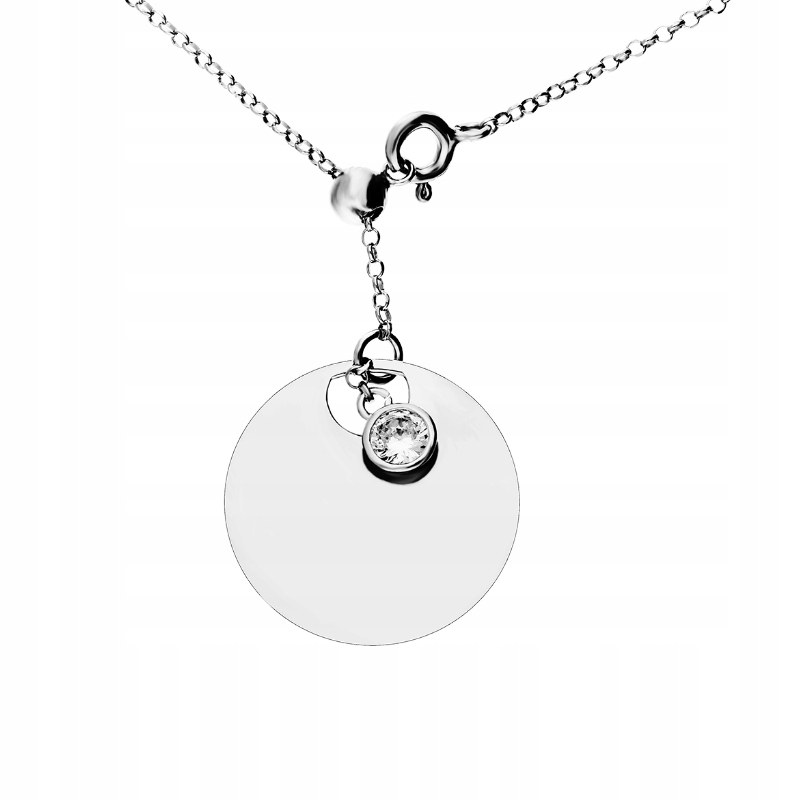 Naszyjnik srebrny koło blask i pojedyncza cyrkonia