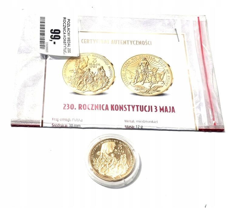 POZŁACANY MEDAL 230. ROCZNICA KONSTYTUCJI 3 MAJA