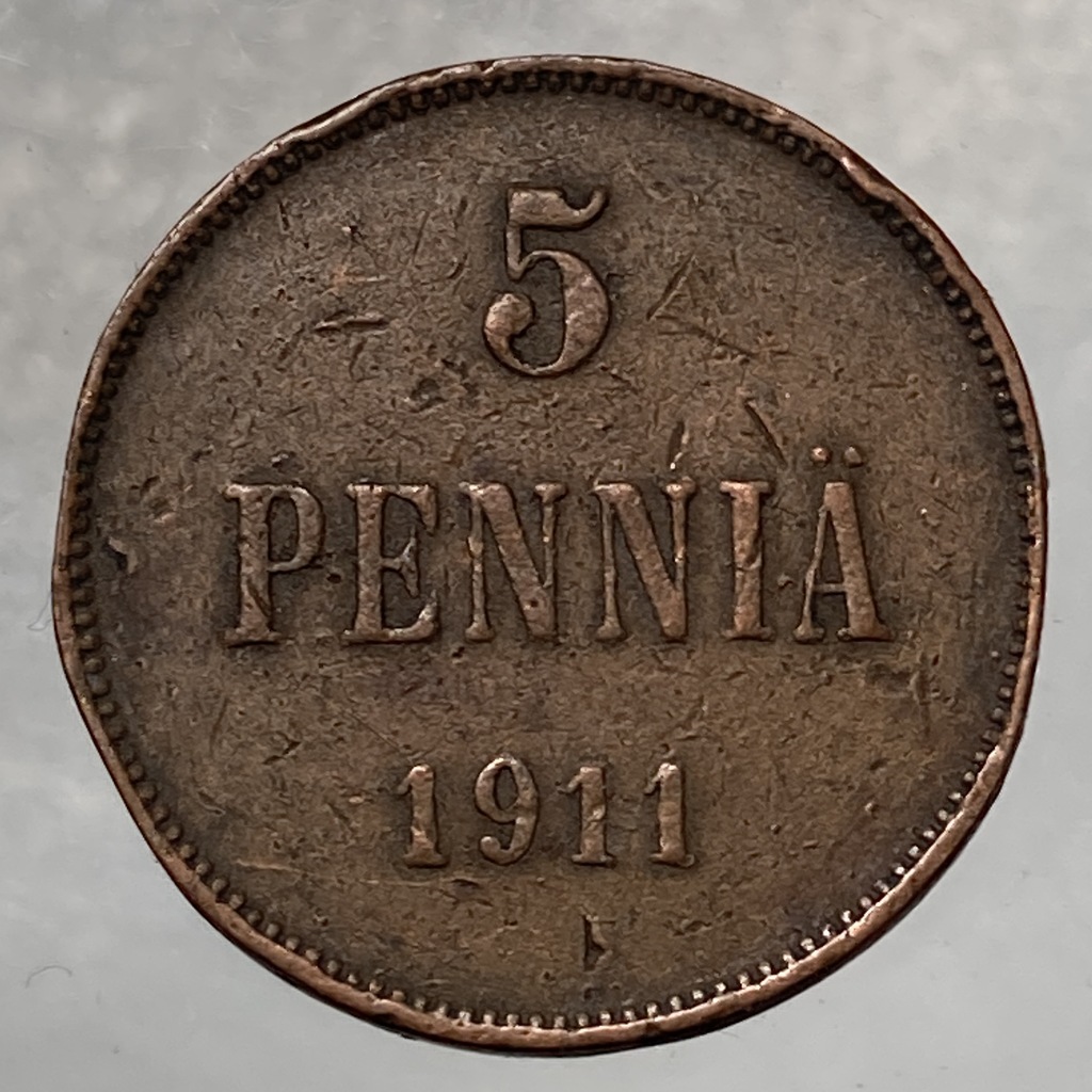 Finlandia Mikołaj II 5 pennia 1911 ładne