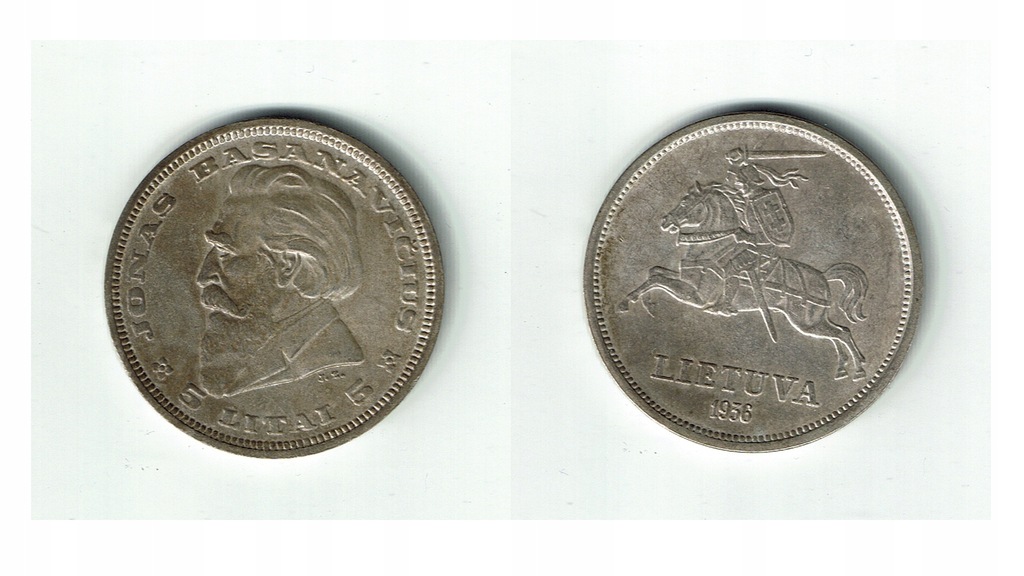 5 LITAI JONAS BASANAVICIUS Litwa 1936 srebro 750