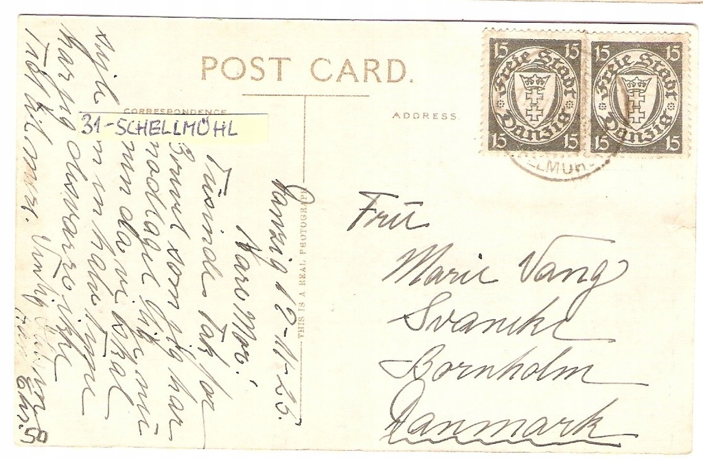 Danzig #31 - karta pocztowa - SCHELLMUHL -Sche 3.0