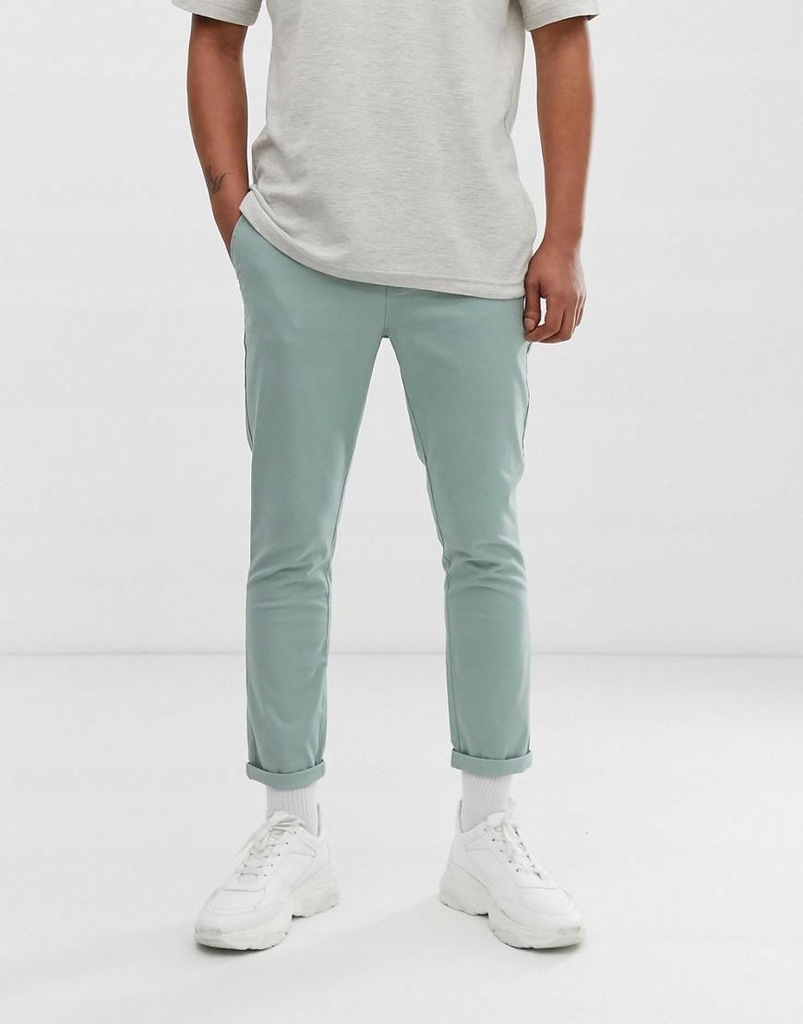 ASOS DESIGN__XZX ZIELONE SPODNIE CHINOS__W34 L30