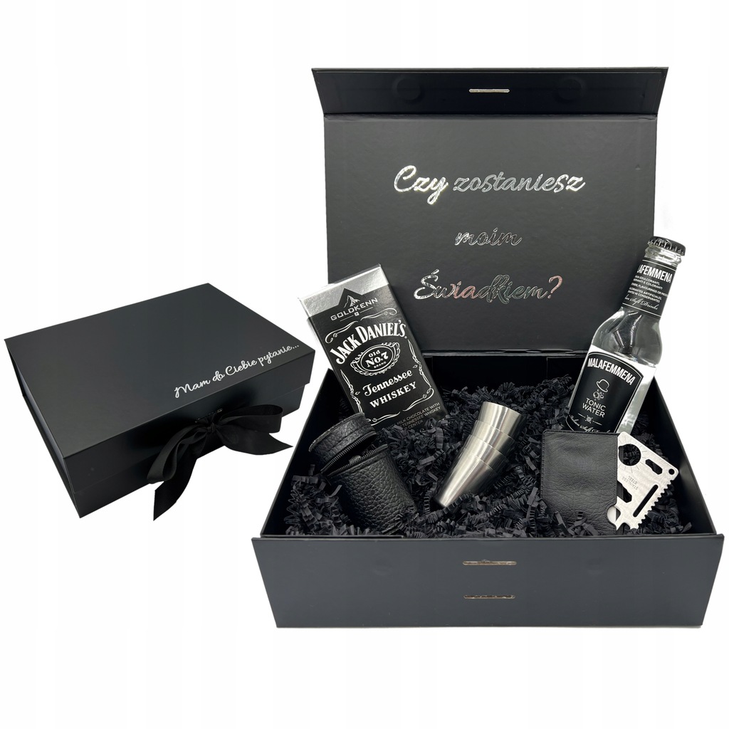 PROŚBA O ŚWIADKOWANIE dla ŚWIADKA ZESTAW JACK DANIELS KIELISZKI PYTANIE BOX