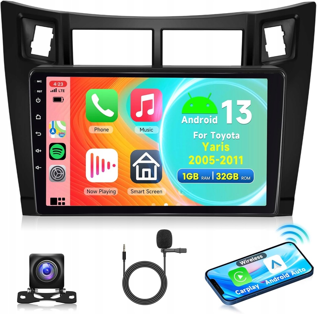 Radio Android 2DIN Toyota Yaris 2005-2011, 9", CarPlay, A7301A2516KTA3MI2