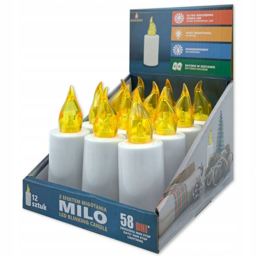 Grande Milo wkłady do zniczy LED żółty