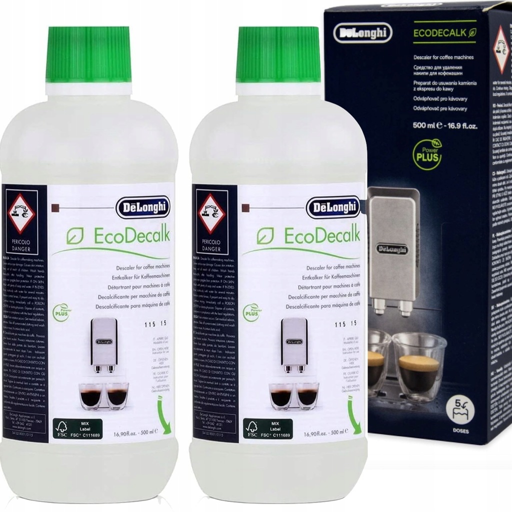 2x MOCNY ODKAMIENIACZ DO EKSPRESÓW DeLonghi EcoDecalk - 2x 500ml - ORYGINAŁ