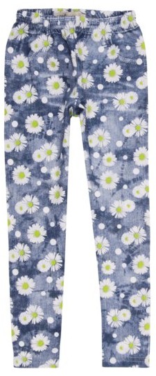 Legginsy getry bawełniane wzór JEANS KWIATY 128