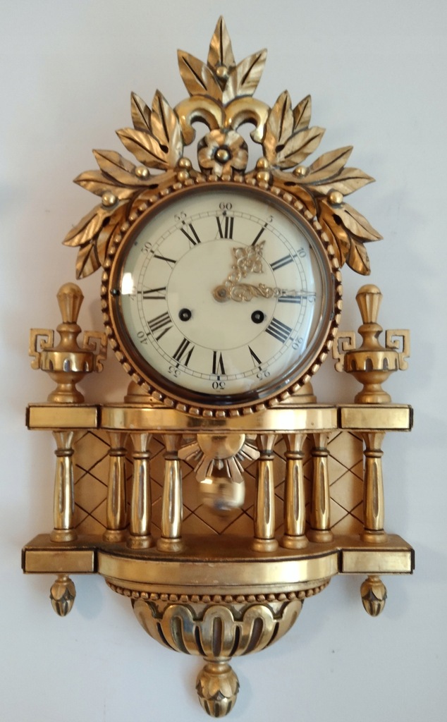 Stary zdobiony gustawiański zegar tzw. kartel, Westerstrands IMP sprawny