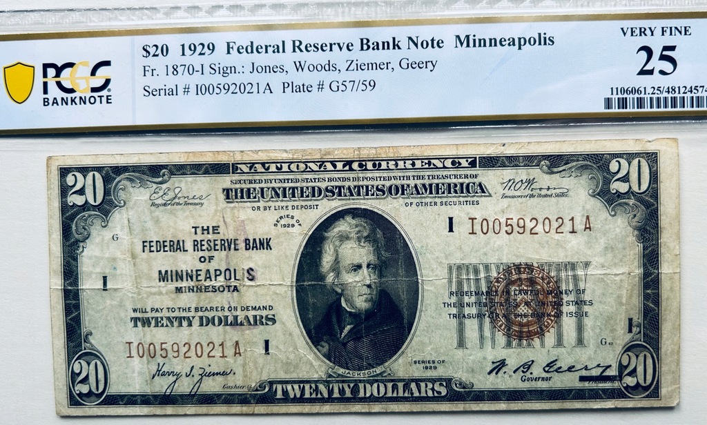 Amerykański banknot 20 $ 1929 USA.