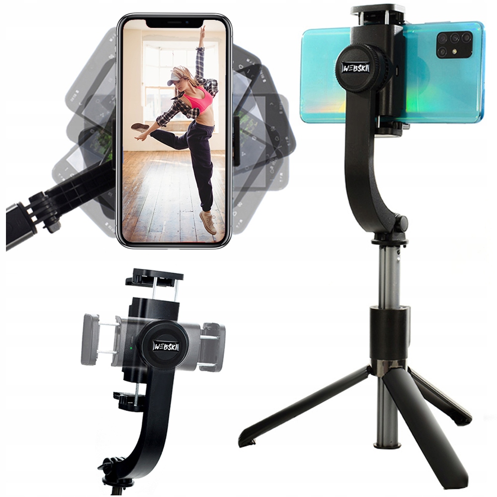 GIMBAL RĘCZNY TRIPOD STABILIZATOR OBRAZU KIJEK SELFIE STATYW + PILOT