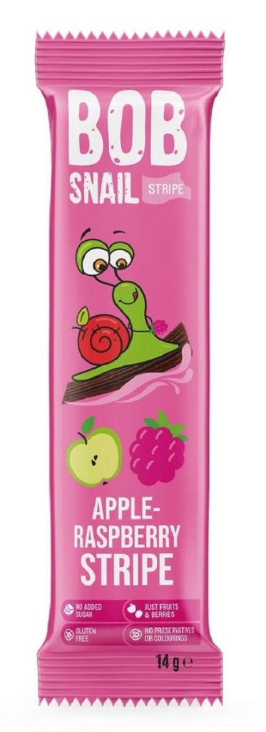 PRZEKĄSKA STRIPE JABŁKO - MALINA BEZ DODATKU CUKRÓW BEZGLUTENOWA 14 g - BOB