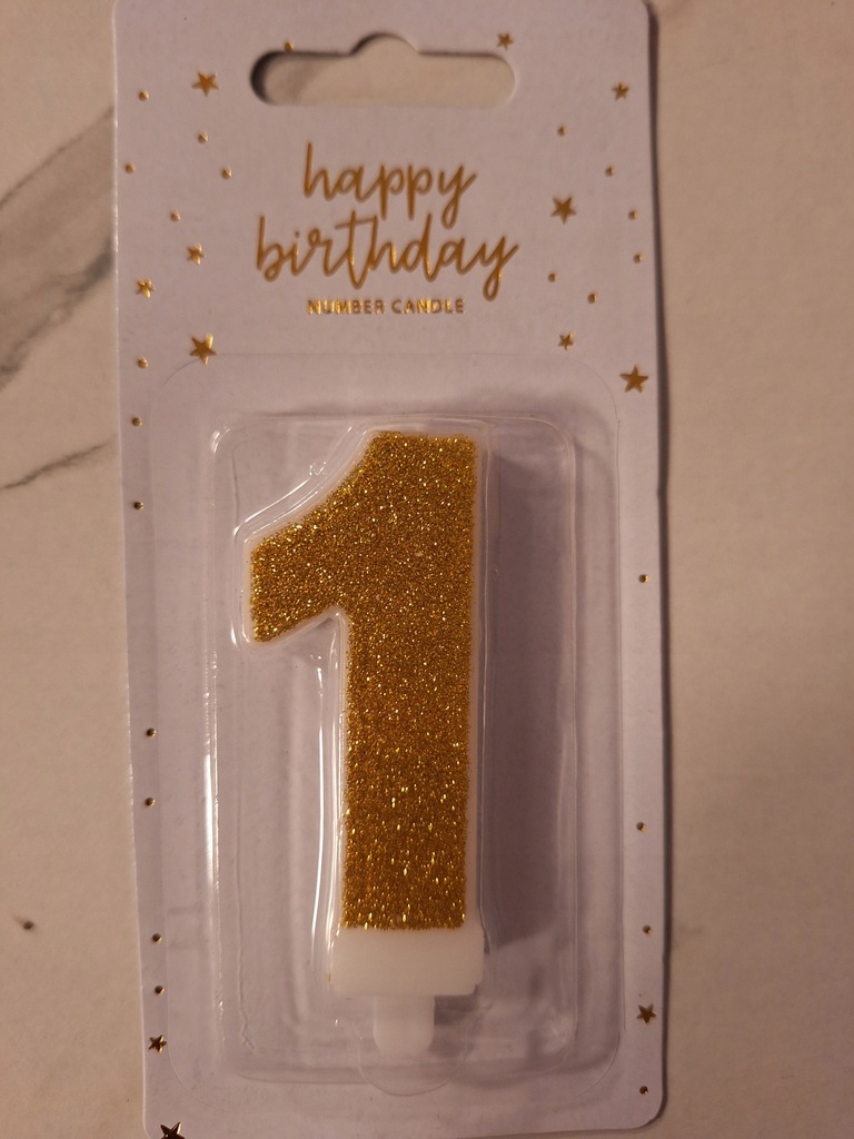 Świeczka urodzinowa Partydeco cyferka 1 złota
